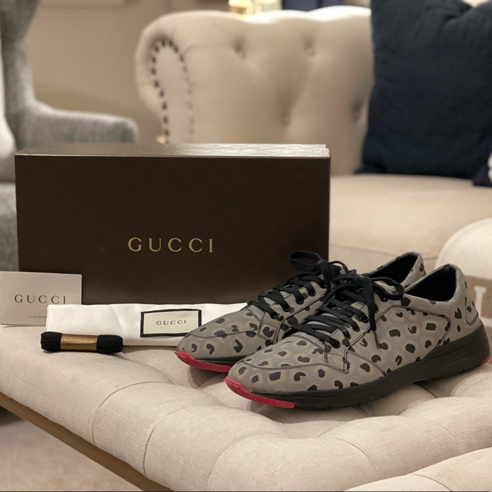 Gucci Reflex Leo Print Grigio Running Sneakers